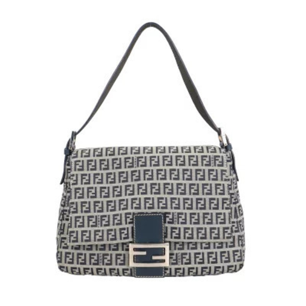 Fendi Mamma Bucket Zucchino Shoulder Bag Canvas Gray